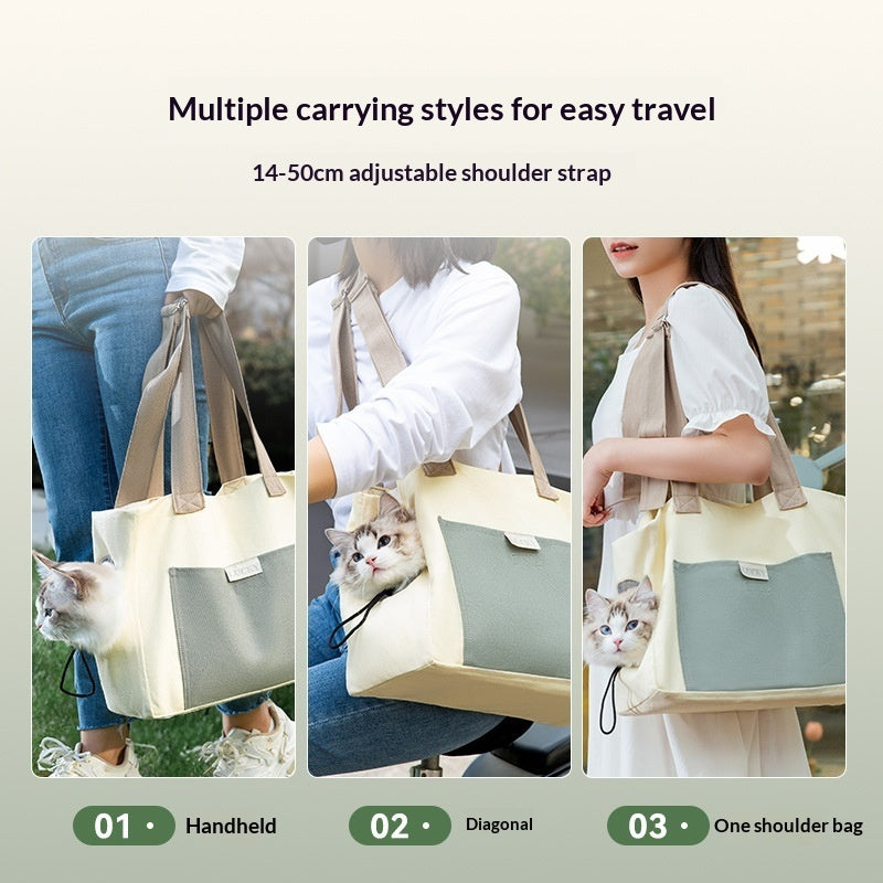Canvas cat carrier shoulder bag with peek-out opening, view 4