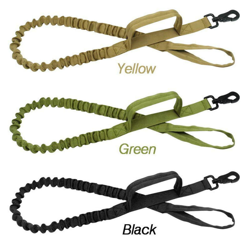 Tactical bungee dog leash with two padded handles, view 2