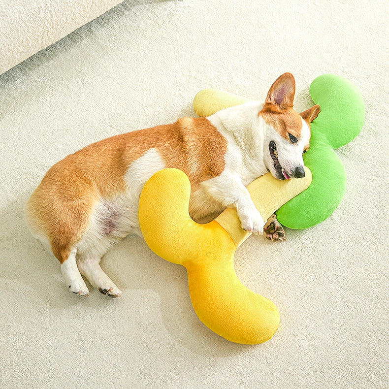 Curved plush dog neck pillow for crates and beds, view 4