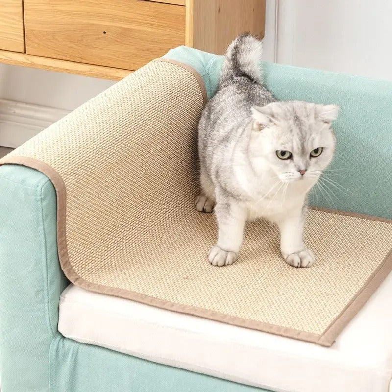 Woven bamboo cat scratch mat for sofa and wall, view 2
