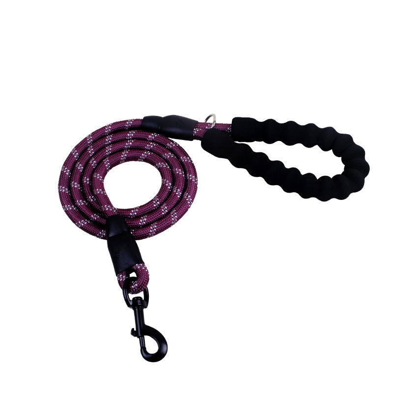 Reflective rope dog leash with foam handle, view 3