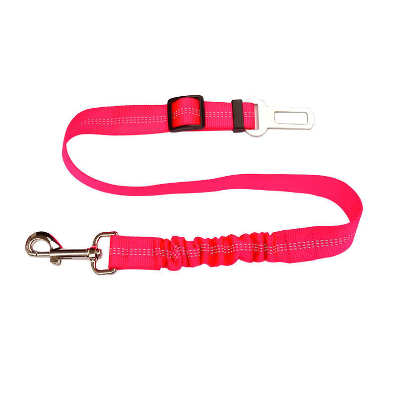 Reflective dog car seat belt with bungee, view 3