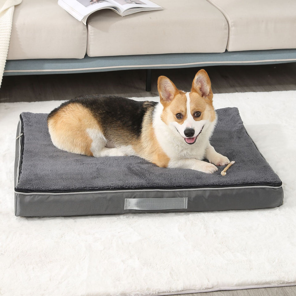 Egg-crate foam dog crate pad with plush cover, view 2