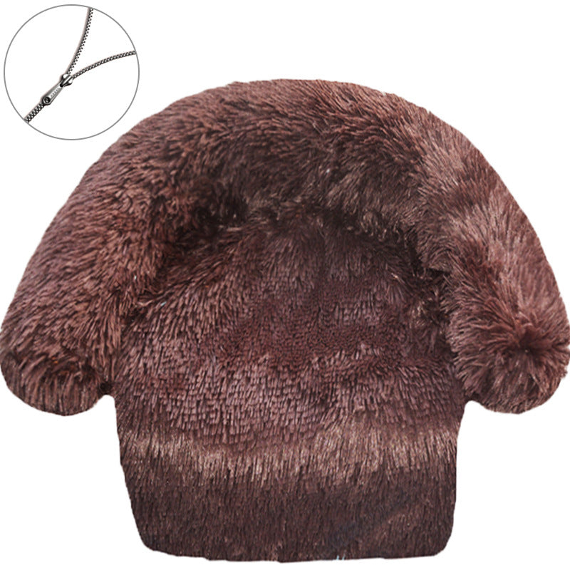 Long plush dog sofa bed with raised edges, view 6