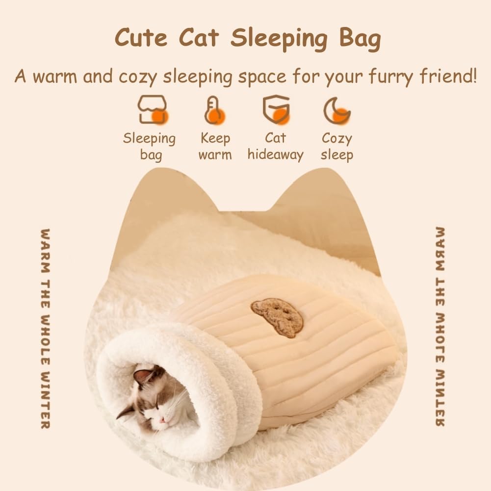 Semi-enclosed velvet plush cat sleeping bag, view 7