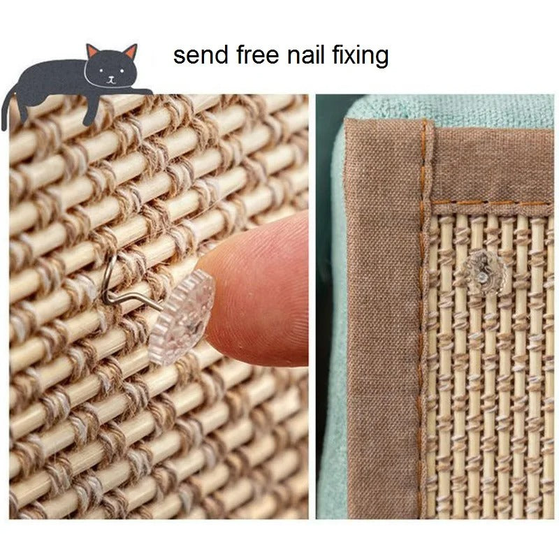 Woven bamboo cat scratch mat for sofa and wall, view 6