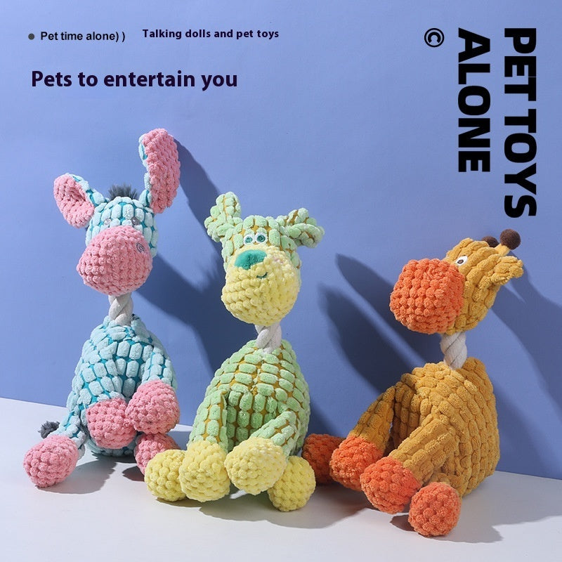 Plaid crinkle squeaky plush animal dog toys, view 8