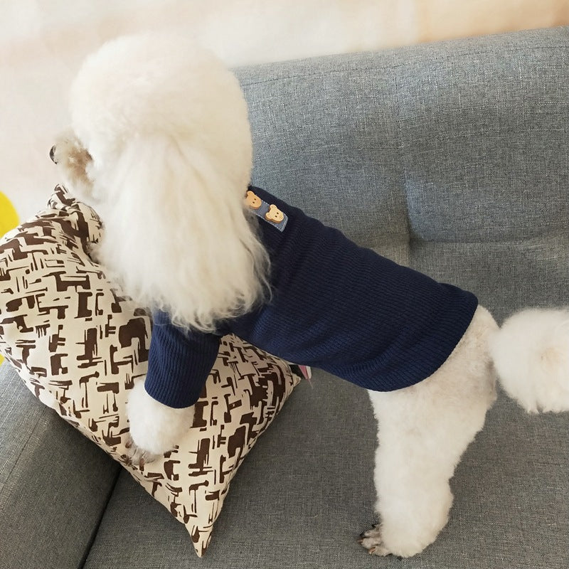 Ribbed stretch cotton dog sweater, view 6