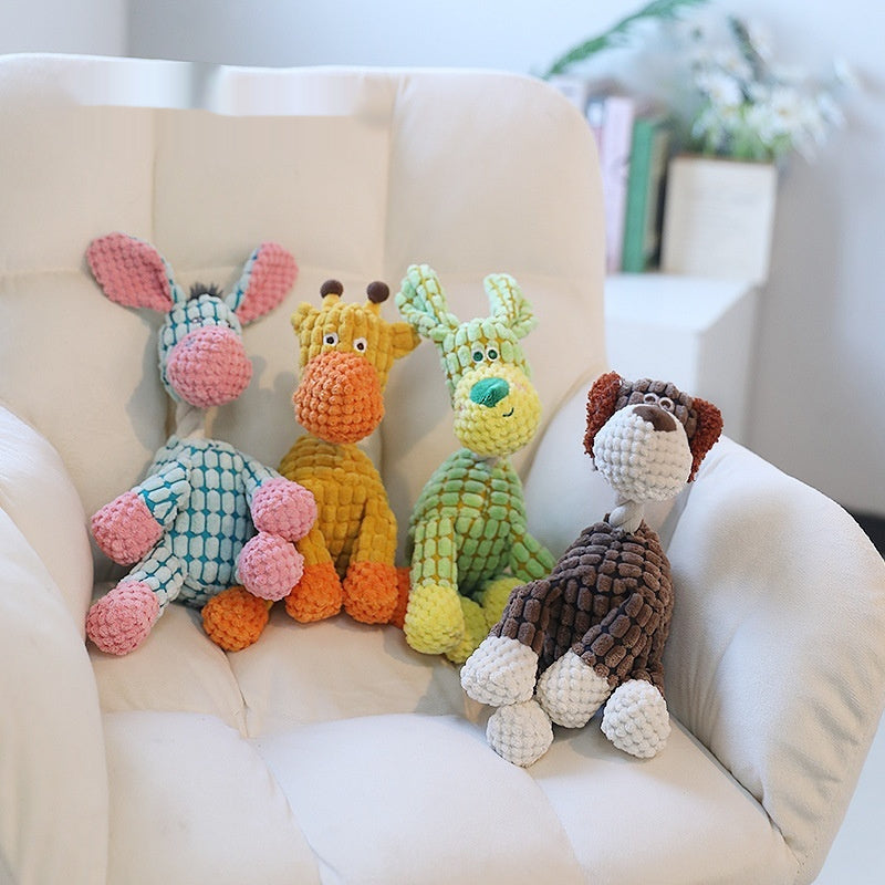 Plaid crinkle squeaky plush animal dog toys, view 2