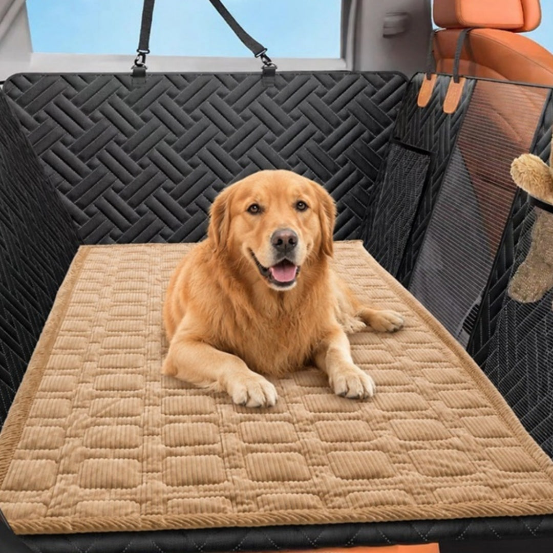 Plaid corduroy dog car seat cover mat for back seat, view 2