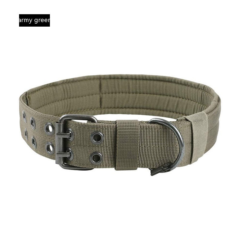 Heavy-duty nylon tactical dog collar with metal buckle, view 3