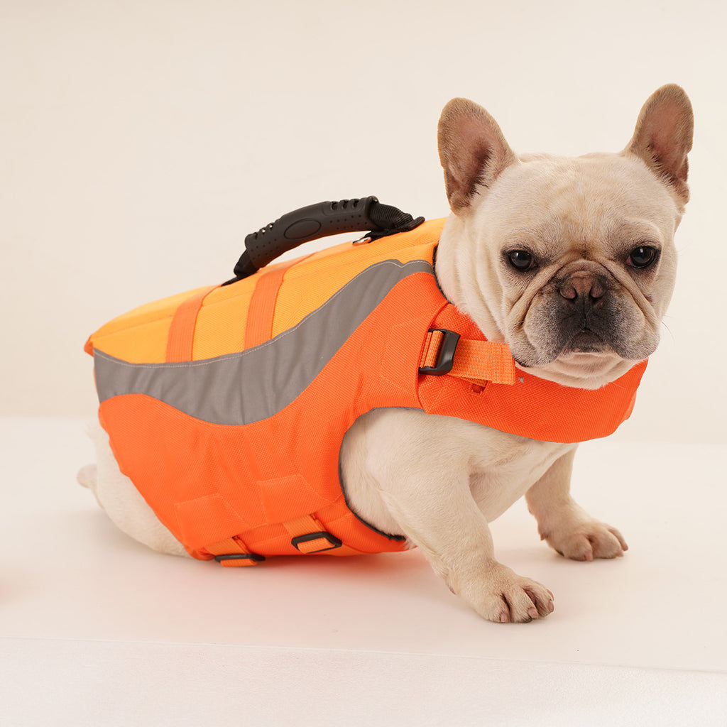 Reflective dog life jacket with rescue handle, view 8