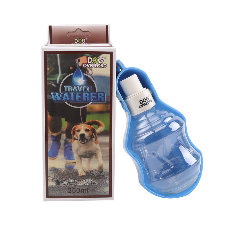 Clip-on dog travel water bottle with drinking trough, view 6