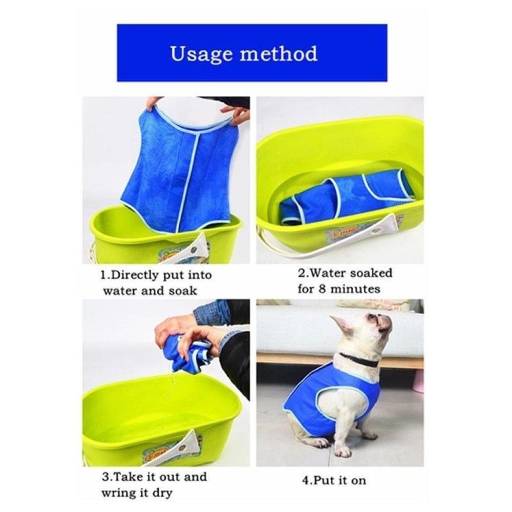 Blue summer cooling vest for small dogs, view 3