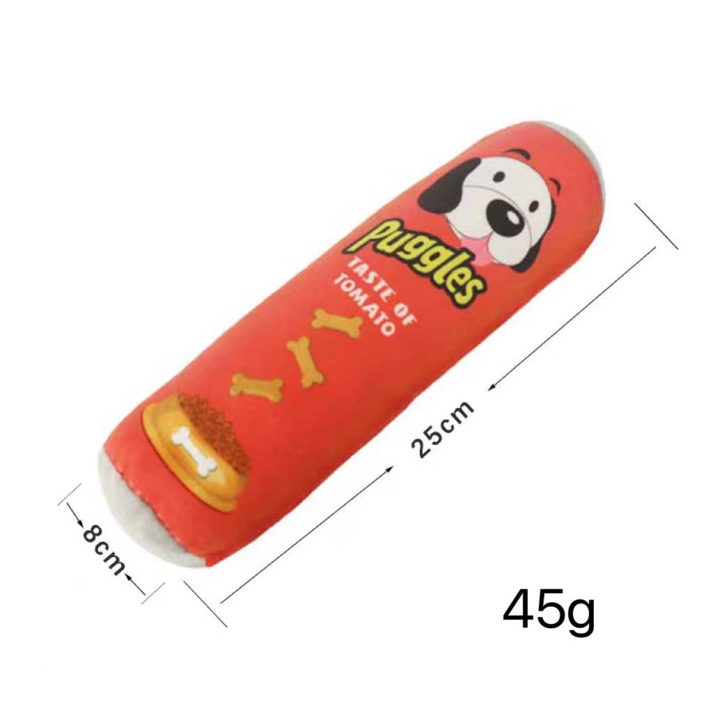 Machine washable squeaky plush roll dog toy, view 9