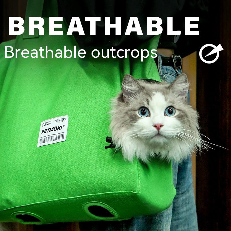 Canvas head-out cat carrier shoulder bag, view 2