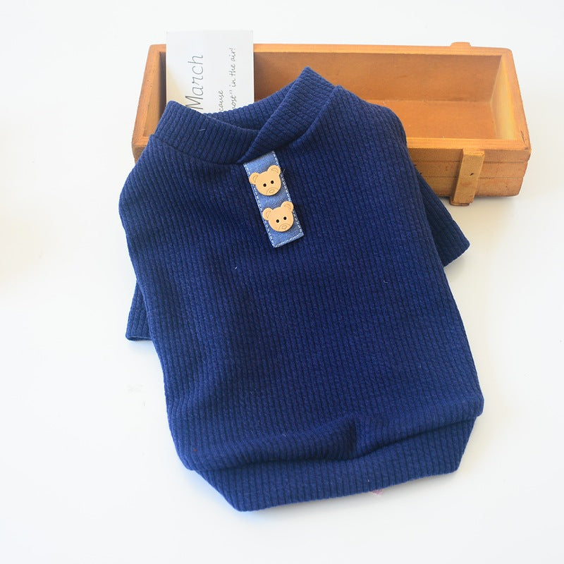 Ribbed stretch cotton dog sweater, view 2