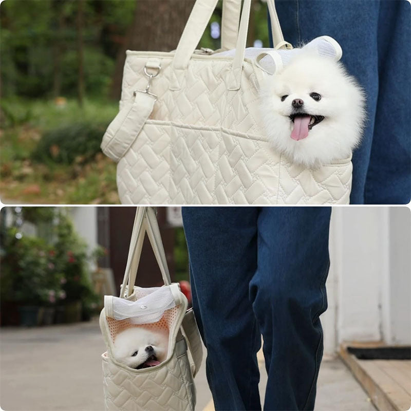 Soft shoulder cat carrier bag with head-out opening, view 5