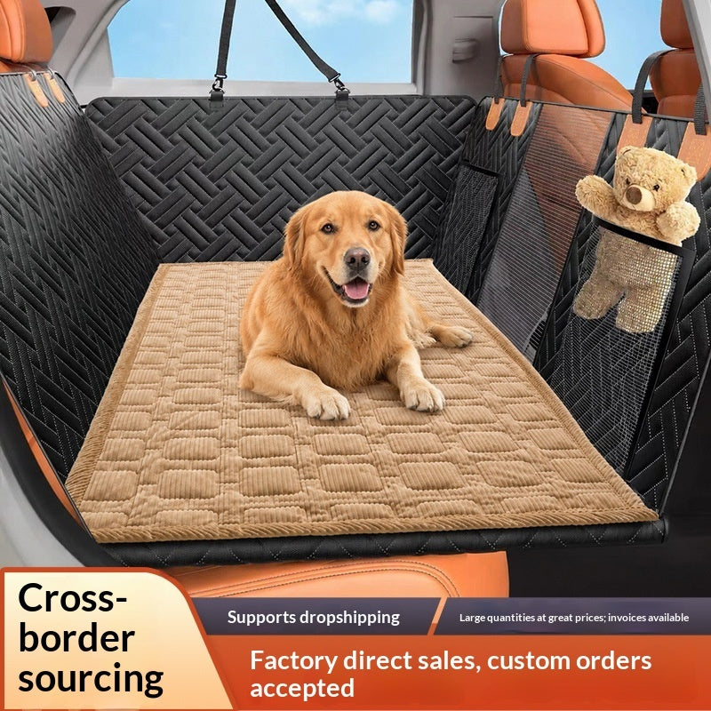 Plaid corduroy dog car seat cover mat for back seat, view 5