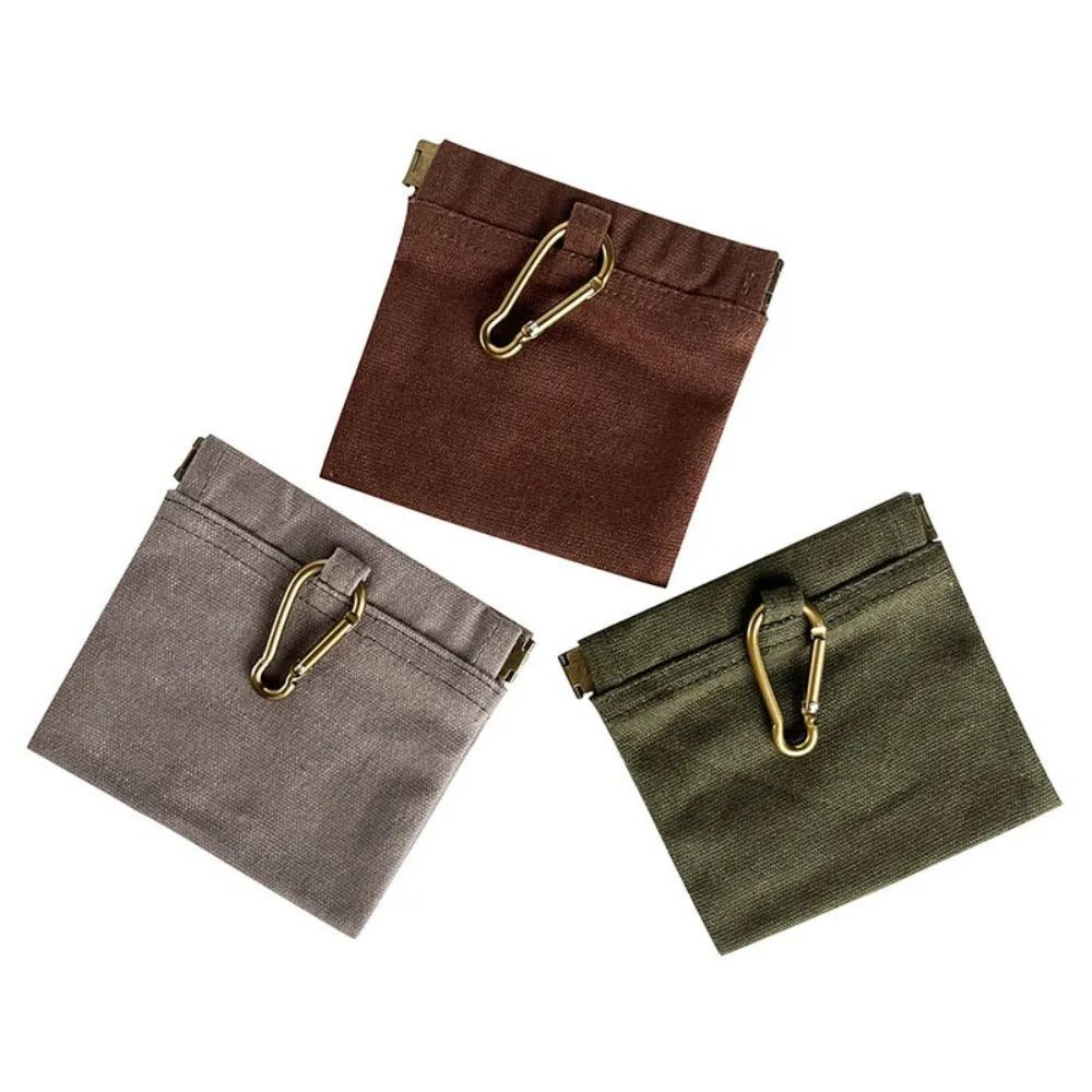 Waxed canvas dog treat pouch with carabiner clip, view 3