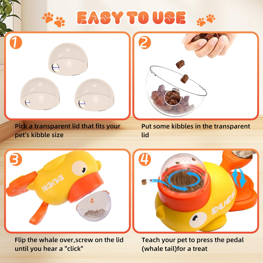 Yellow duck treat dispenser dog puzzle toy, view 5