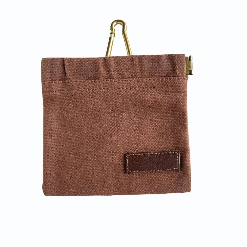 Waxed canvas dog treat pouch with carabiner clip, view 8