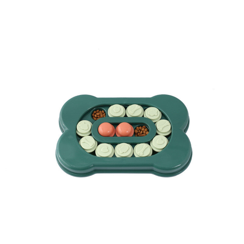 Bone-shaped dog puzzle toy with slider treat compartments, view 5