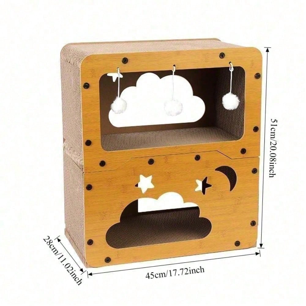 Two-tier cardboard cat house with scratching lounge, view 11