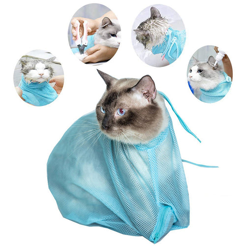 Mesh cat grooming bag for bathing and nail trimming, view 2