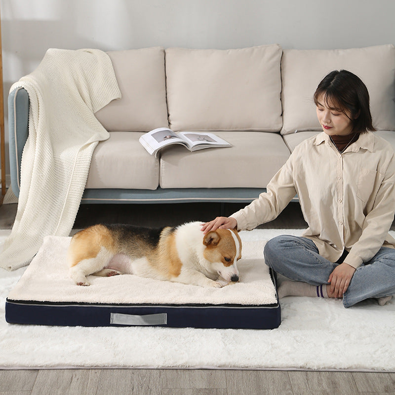 Egg-crate foam dog crate pad with plush cover, view 4