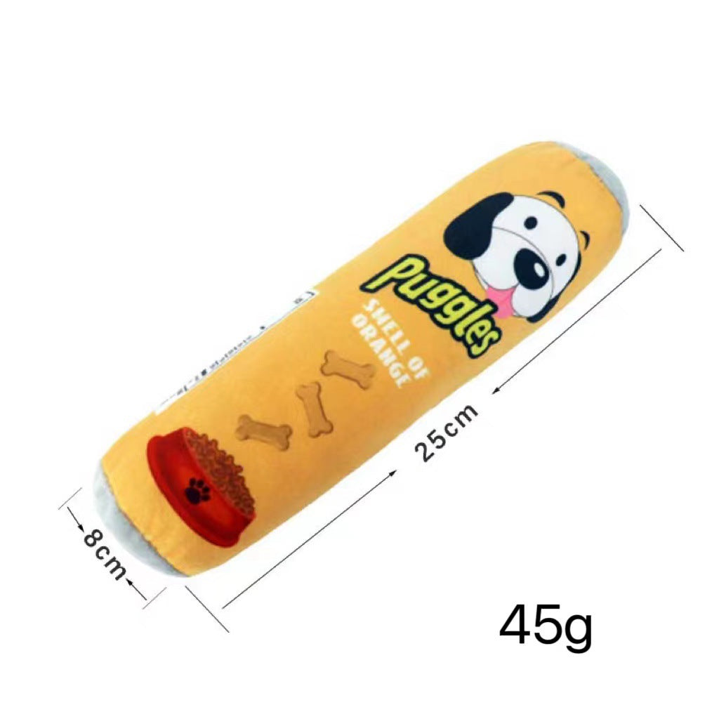 Machine washable squeaky plush roll dog toy, view 4