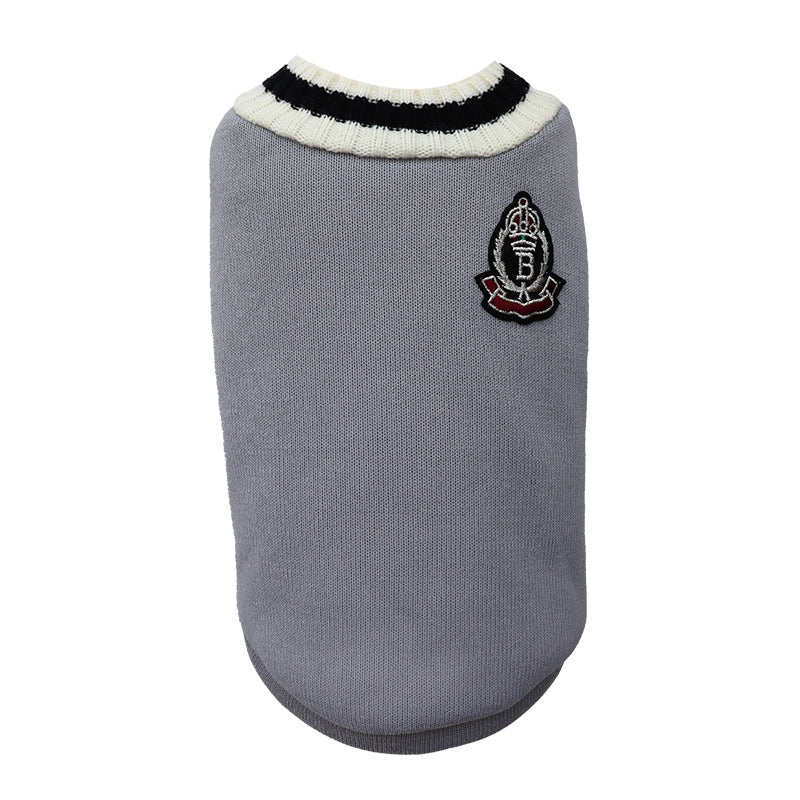 V-neck knit pullover sweater for small dogs, view 4