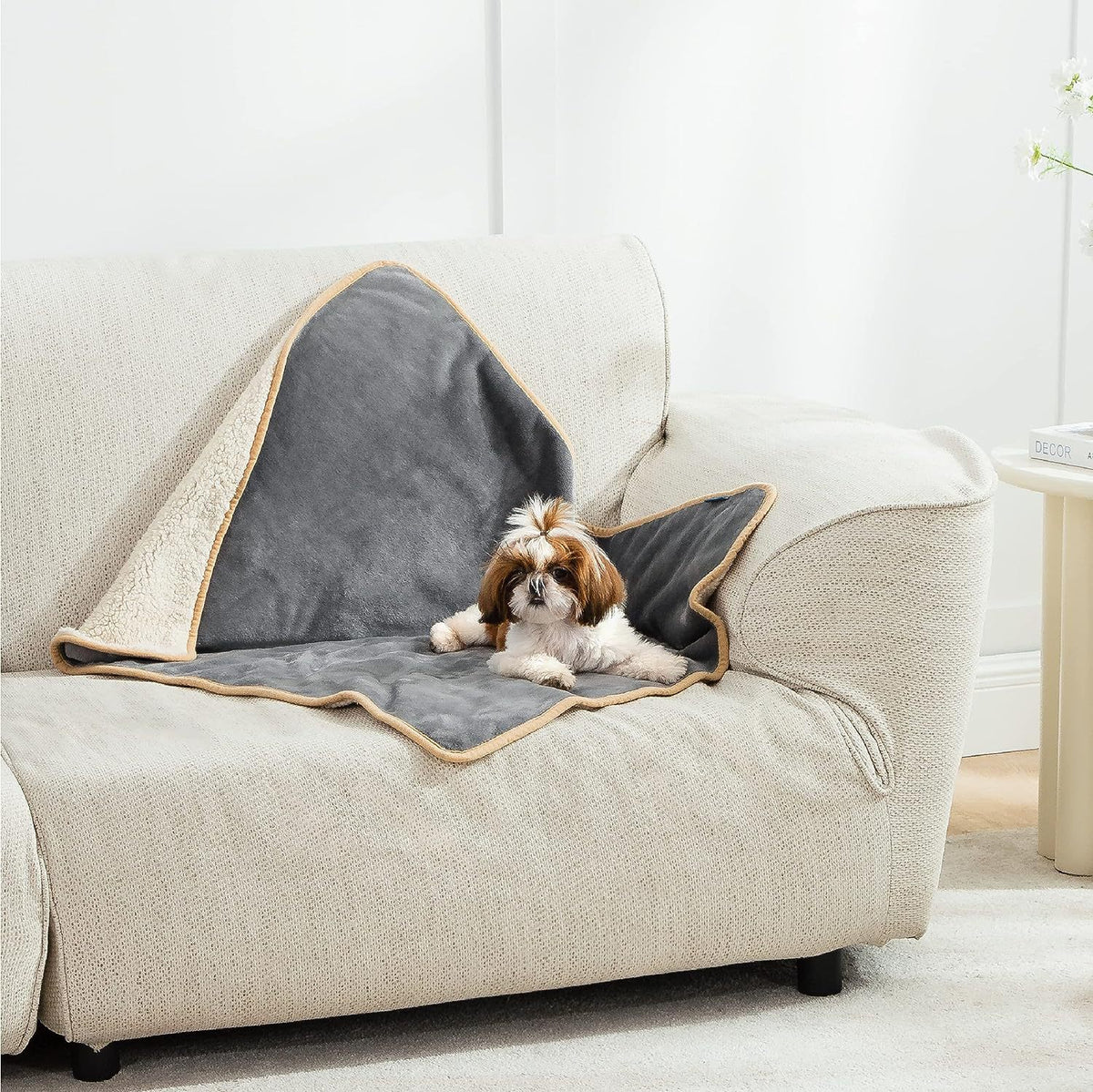 Waterproof sherpa dog blanket for couch and car seat, view 2