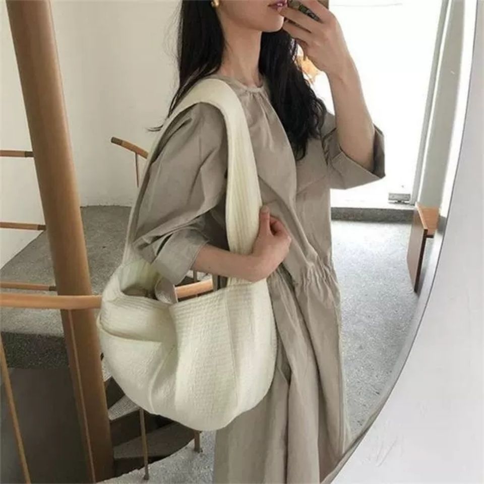 White cotton canvas cat carrier tote bag, view 4
