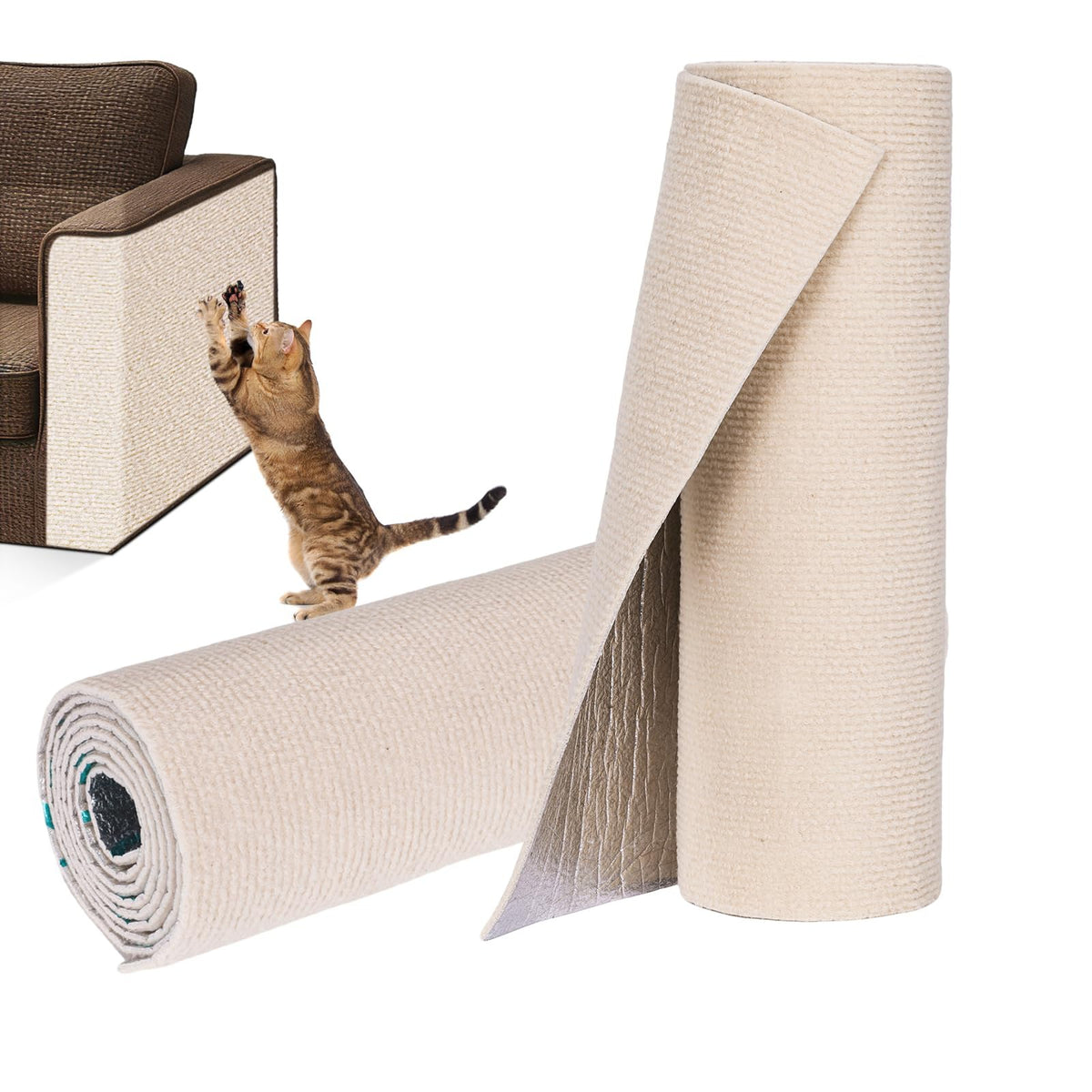Self-adhesive trim-to-fit cat scratch mat for couch, view 2