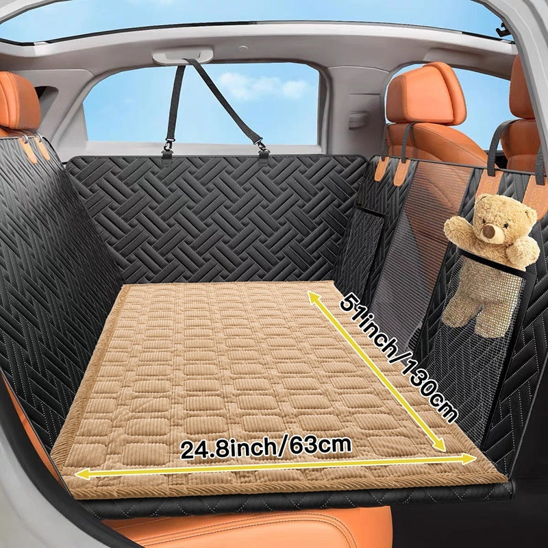 Plaid corduroy dog car seat cover mat for back seat, view 8