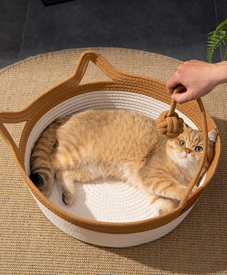 Woven rattan-style cat nest bed, view 8