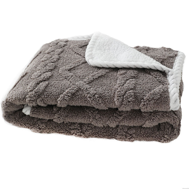 Thick plush cat blanket in neutral earth tones, view 8