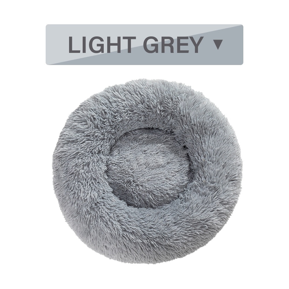 Fluffy long plush calming donut dog bed, view 13