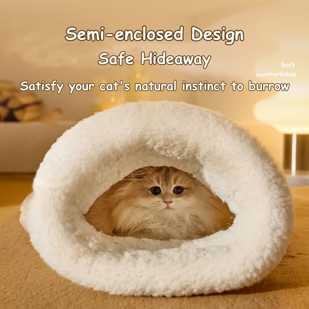 Semi-enclosed velvet plush cat sleeping bag, view 6