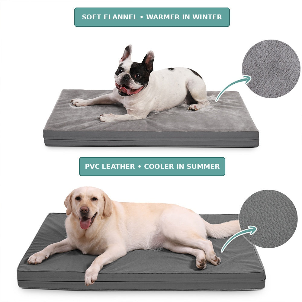 Waterproof foam dog crate pad with flannel top, view 3