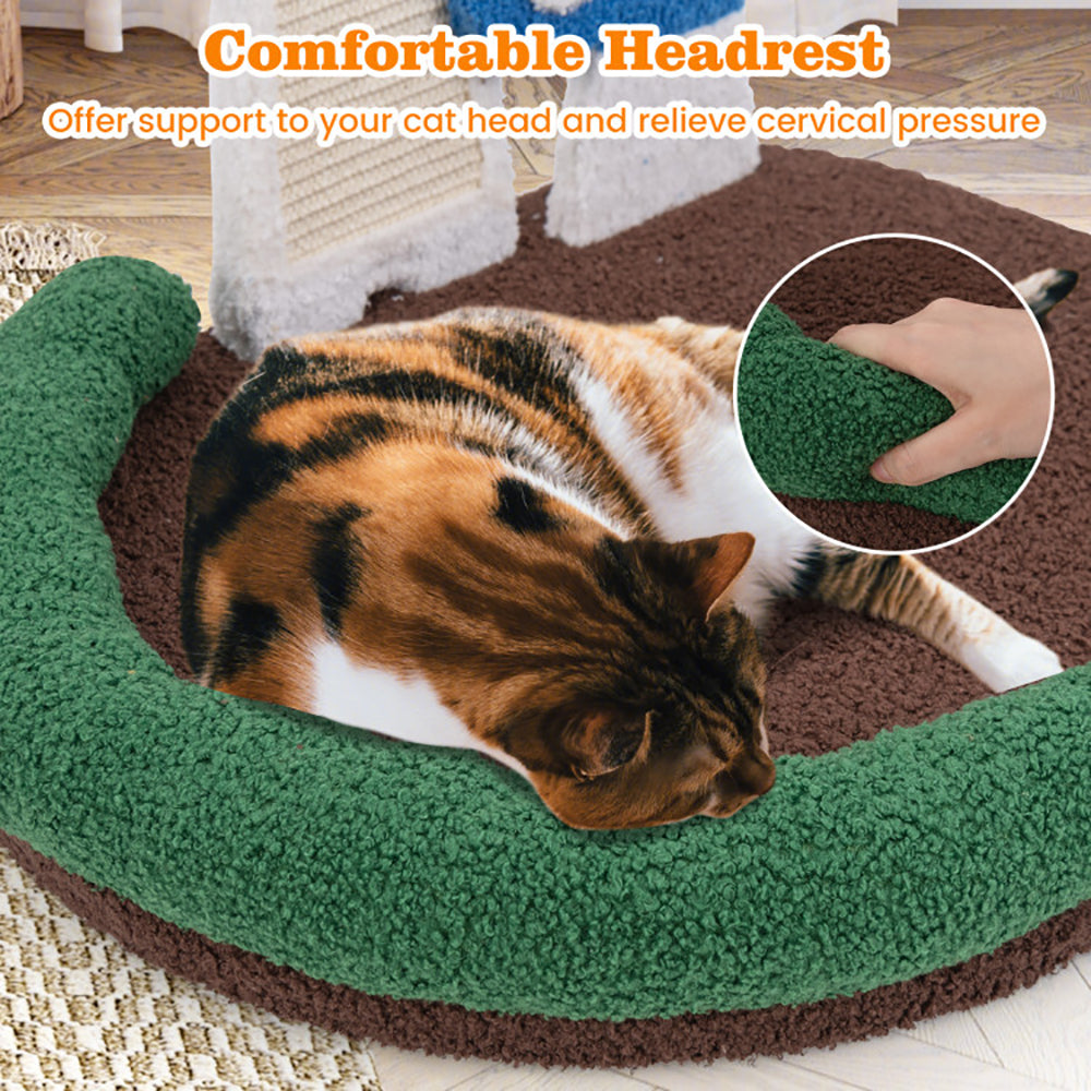 Cat lounge bed with sisal scratching panel and ball toy, view 3
