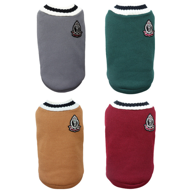 V-neck knit pullover sweater for small dogs, view 9