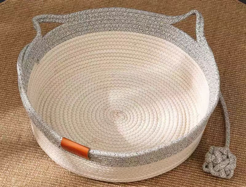Woven rattan-style cat nest bed, view 4