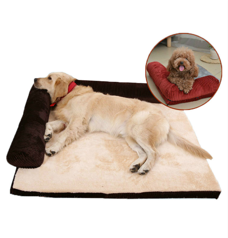 Low-profile corduroy dog sofa bed with sponge padding, view 5