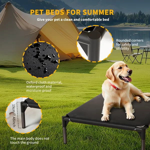 Raised Oxford fabric dog cot bed, view 6