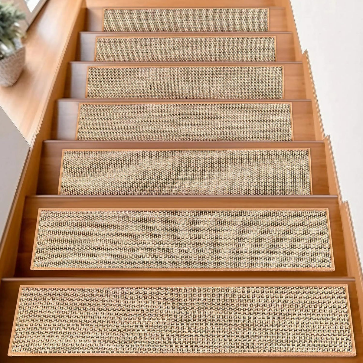 Linen-look non-slip stair tread mats for pets, view 2
