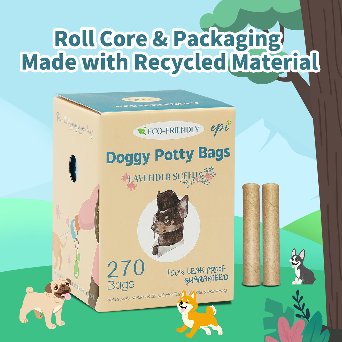 Dog poop bag rolls with leash clip, view 2