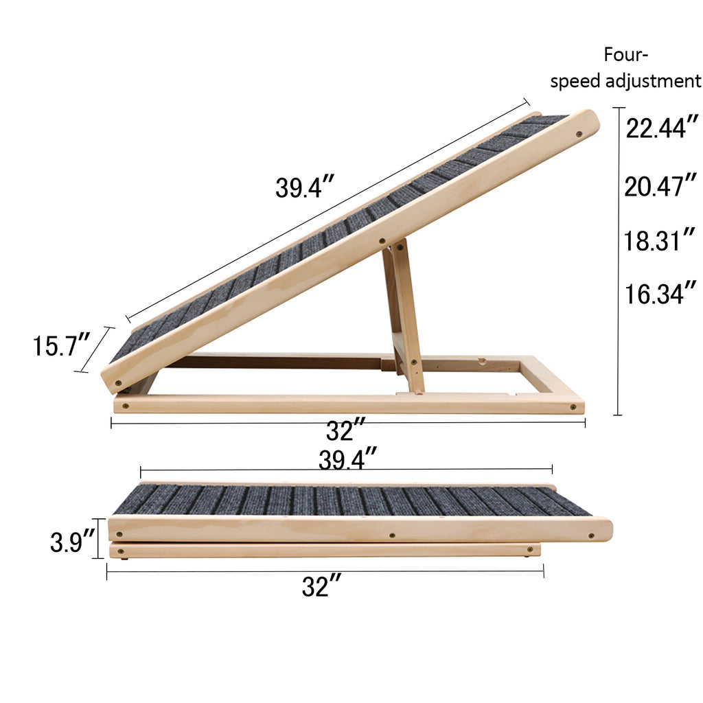 Foldable wooden dog ramp for bed and couch, view 3