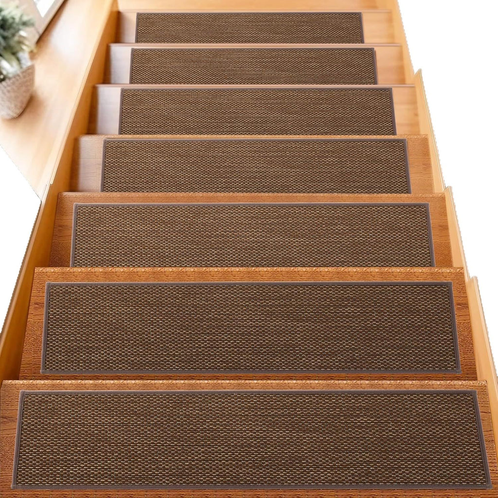 Linen-look non-slip stair tread mats for pets, view 8